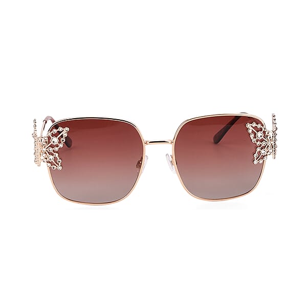 UV400 Polarized Sunglasses With Storage Bag - Light Gold