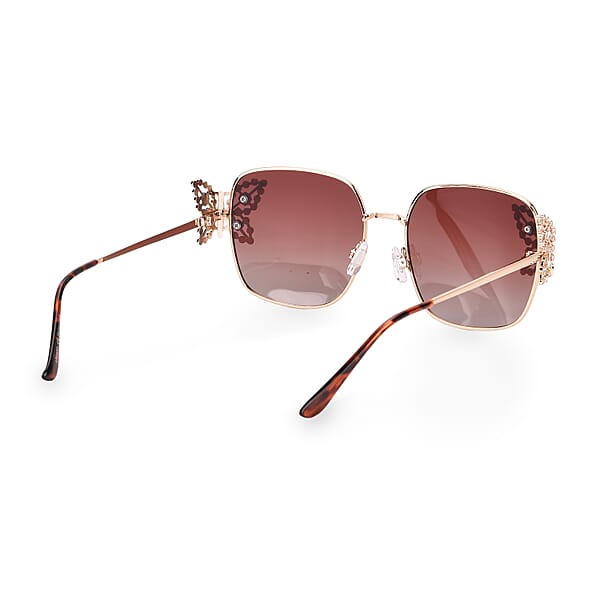 UV400 Polarized Sunglasses With Storage Bag - Light Gold