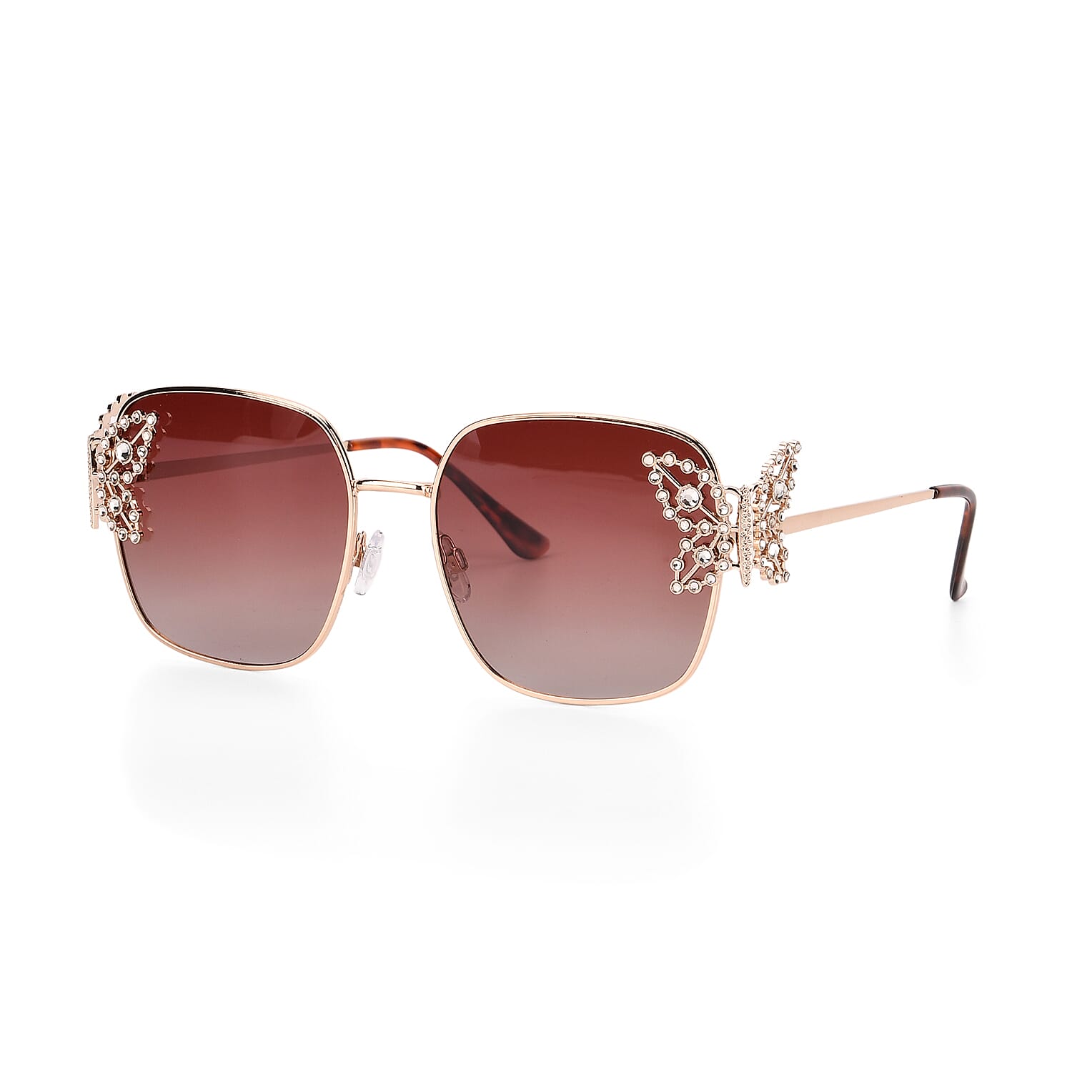 UV400 Polarized Sunglasses with Storage Bag - Light Gold