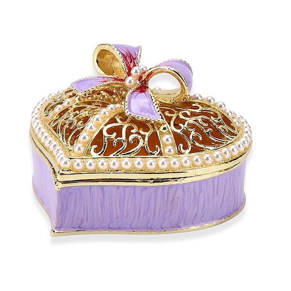 Valentine’s Special Livmore Purple & White Hearted Design Trinket Box Hollowed-Out Patterns