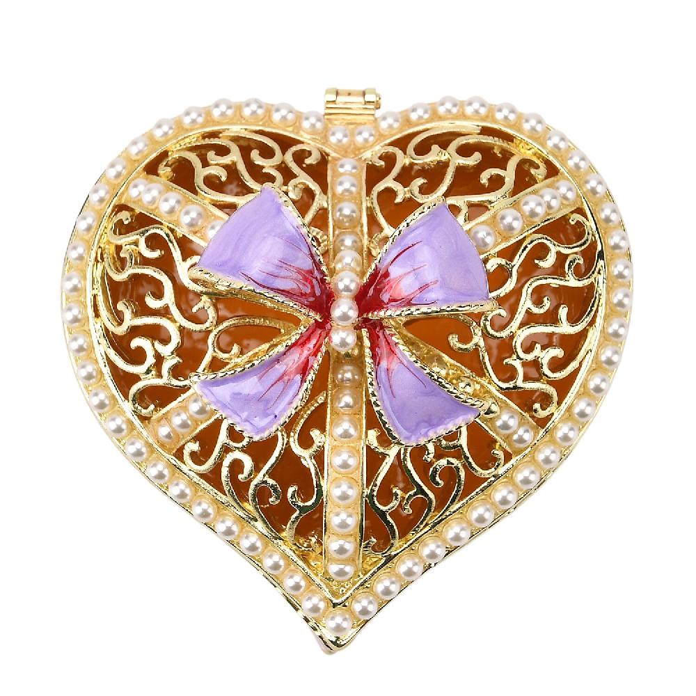 Valentine’s Special Livmore Purple & White Hearted Design Trinket Box Hollowed-Out Patterns