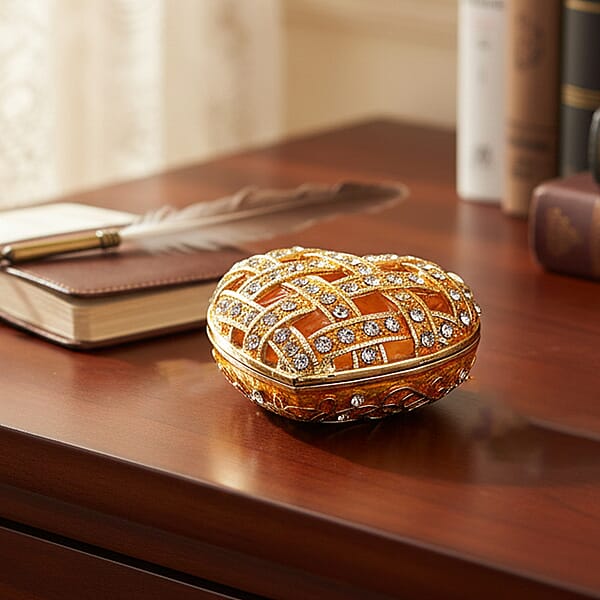 Valentine’s Special Livmore Yellow Hearted Design Trinket Box Hollowed-Out Patterns