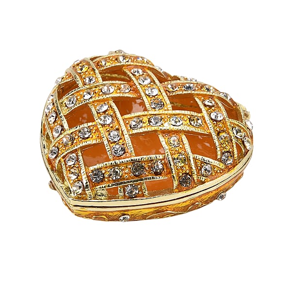 Valentine’s Special Livmore Yellow Hearted Design Trinket Box Hollowed-Out Patterns