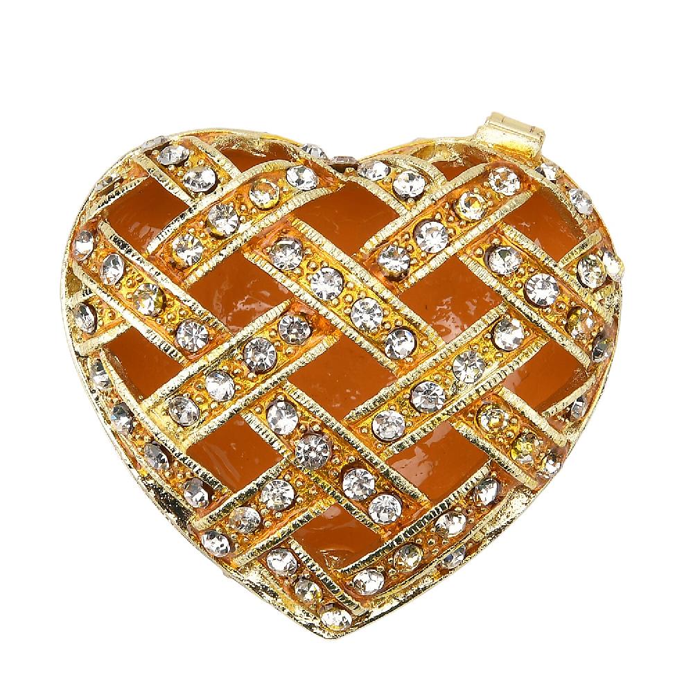 Valentine’s Special Livmore Yellow Hearted Design Trinket Box Hollowed-Out Patterns