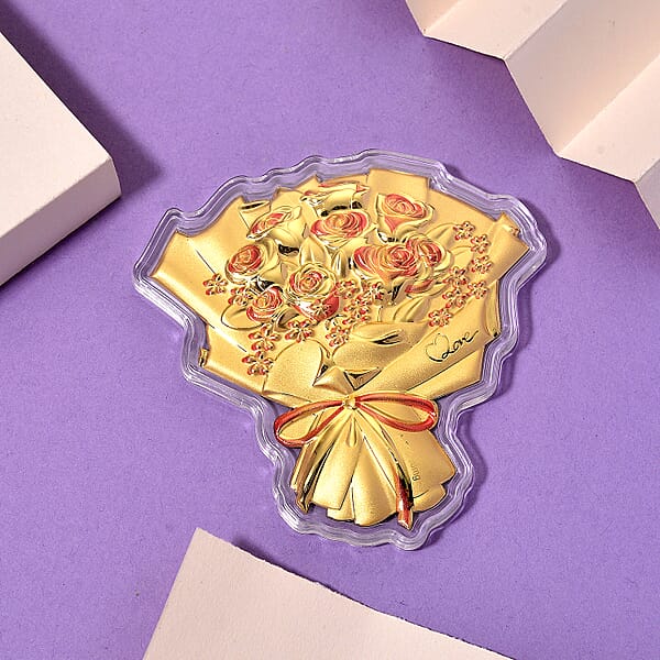 Valentine Special Deal 24K Gold Rose Bouquet – A Gift Of Love Embossed Sheet 10 Mg