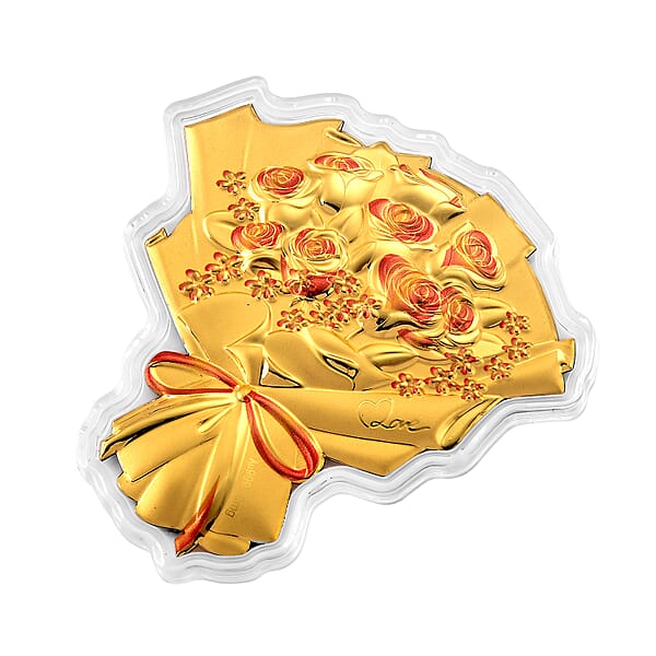 Valentine Special Deal 24K Gold Rose Bouquet – A Gift Of Love Embossed Sheet 10 Mg