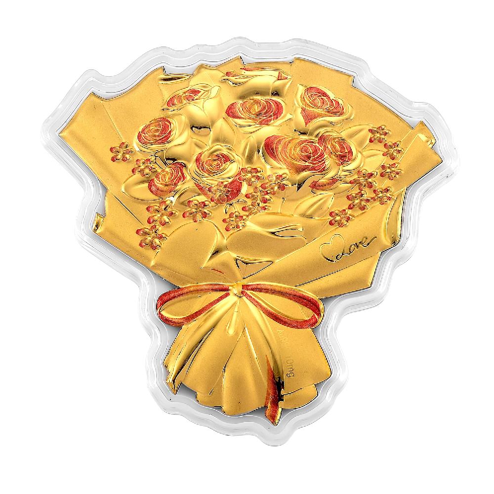 Valentine Special Deal 24K Gold Rose Bouquet – A Gift of Love Embossed Sheet 10 mg