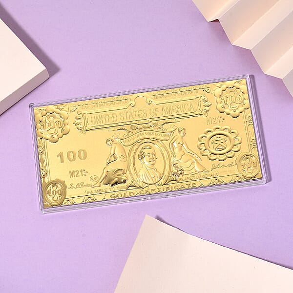 Valentine Special Deal 24K Golden American Legacy Two-Dollar Bill Embossed Sheet (15.5x7.5cm) 100mg