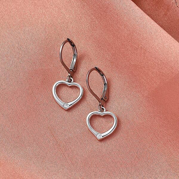 Valentine Special Deal EverTrue Moissanite Heart Earrings In Platinum Bond