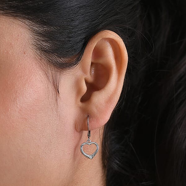 Valentine Special Deal EverTrue Moissanite Heart Earrings In Platinum Bond