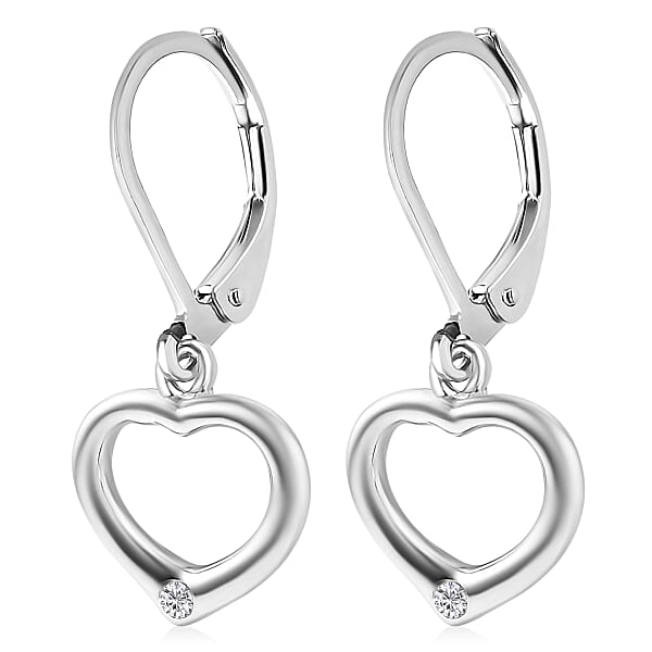 Valentine Special Deal EverTrue Moissanite Heart Earrings In Platinum Bond