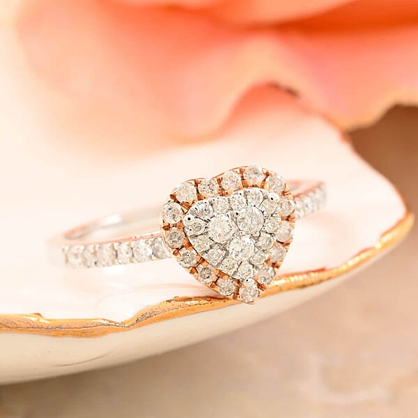 Value Buy NY Closeout 14K White And Rose Gold Diamond (G-H I1) Heart Ring 0.50 Ctw