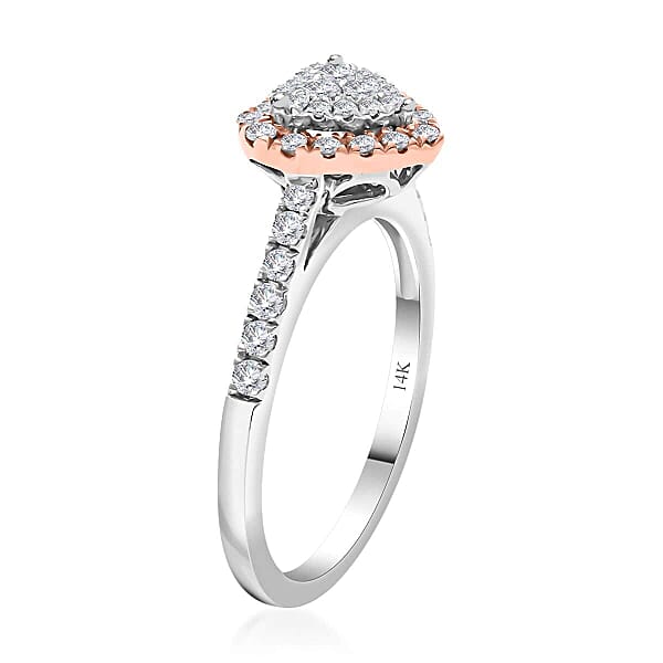 Value Buy NY Closeout 14K White And Rose Gold Diamond (G-H I1) Heart Ring 0.50 Ctw