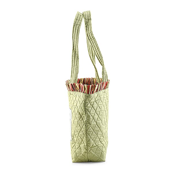 Vegas Closeout OK Green Quilted Shoulder Bag With Photo Pocket