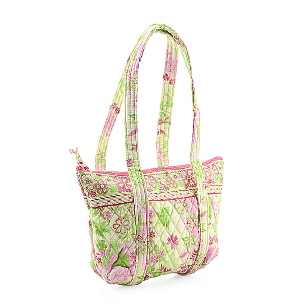 Vegas Closeout OK Pink & Green Floral Quilted Shoulder Bag