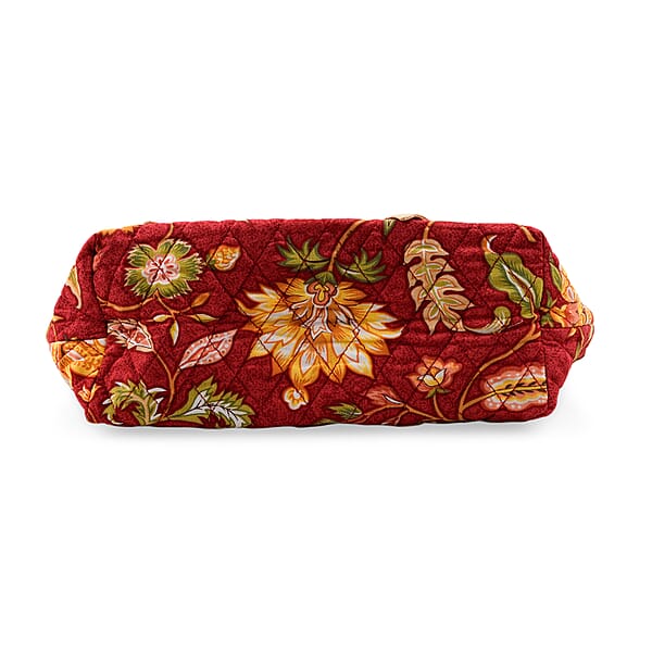 Vegas Closeout OK Red & Green Leaf Quilted Shoulder Bag (10x13x4)