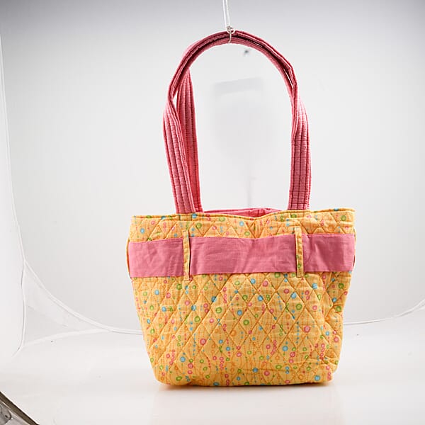 Vegas Closeout OK Yellow & Pink Floral Quilted Shoulder Bag