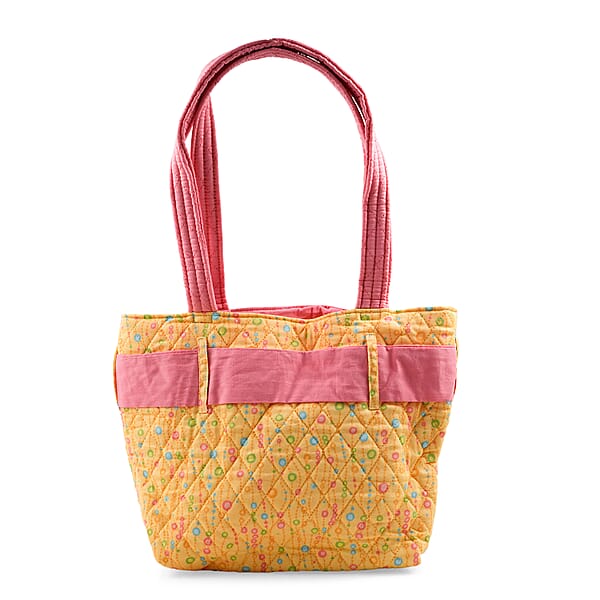 Vegas Closeout OK Yellow & Pink Floral Quilted Shoulder Bag
