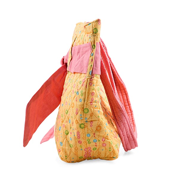 Vegas Closeout OK Yellow & Pink Floral Quilted Shoulder Bag