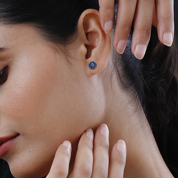 Venice Blue Diamond I1-I2 0.50 Ctw A Touch Of Luxury Earrings In Platinum Over Sterling Silver