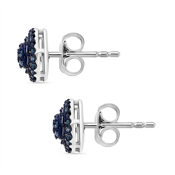 Venice Blue Diamond I1-I2 0.50 Ctw A Touch Of Luxury Earrings In Platinum Over Sterling Silver