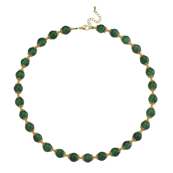 Verde Onyx 200.00 Ctw Beaded Necklace In Goldtone 18-20 Inches