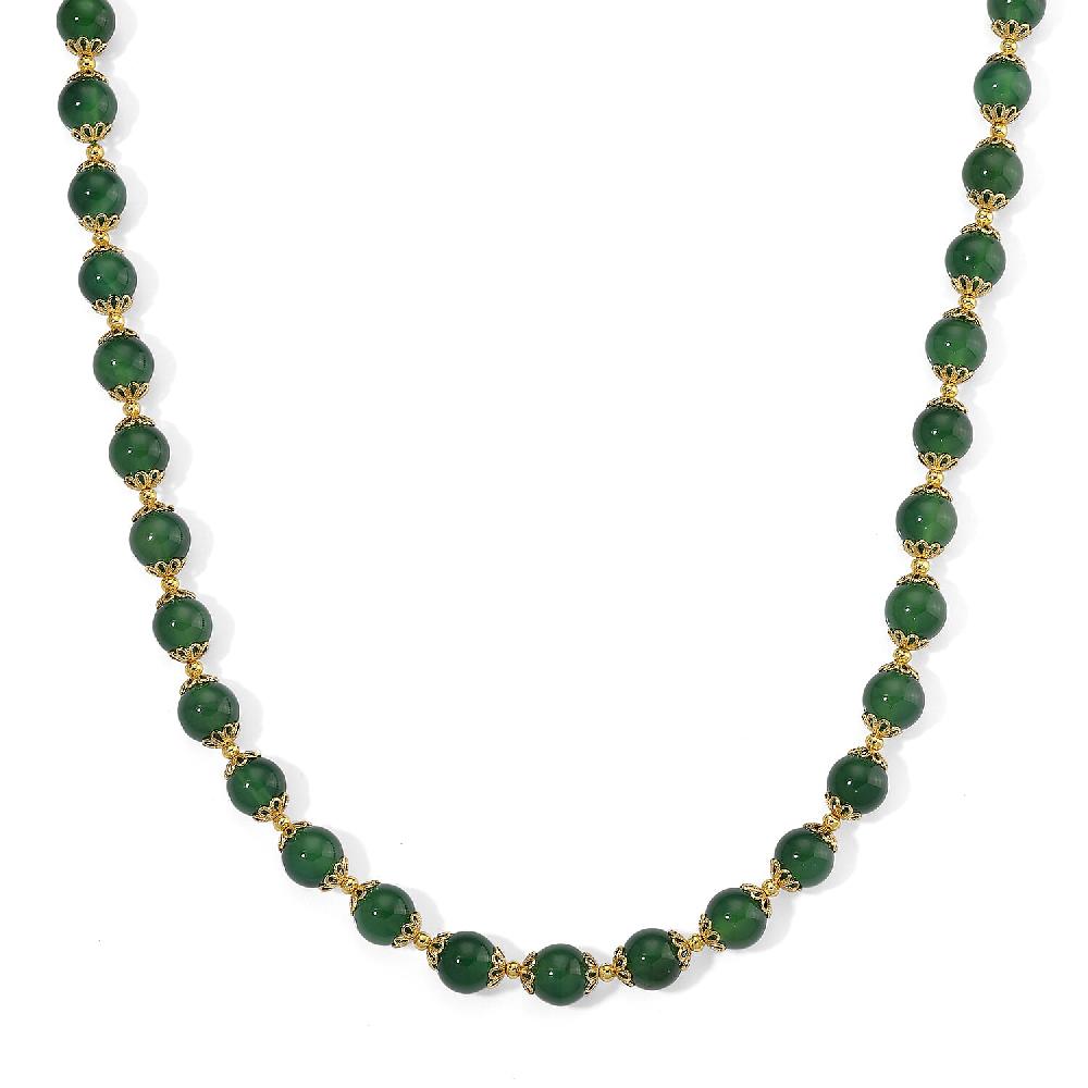 Verde Onyx 200.00 ctw Beaded Necklace in Goldtone 18-20 Inches
