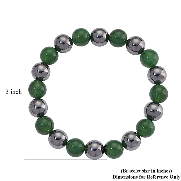 Verde Onyx And Terahertz 140.00 Ctw Beaded Stretch Bracelet