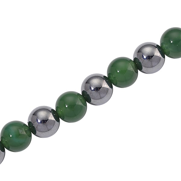 Verde Onyx And Terahertz 300.00 Ctw Beaded Necklace In Stainless Steel 18-20 Inches