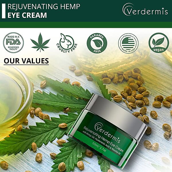 Verdermis Rejuvenating Hemp Eye Cream 50ml/1.7oz (Made In USA) Under Eye Cream