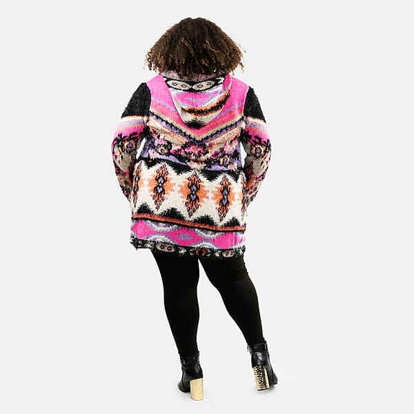 VERTIGO Pink Western Floral Knit Cardigan L