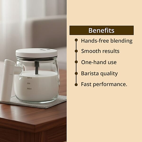 White 500mAh Electric Glass Mixing Cup (400ml)