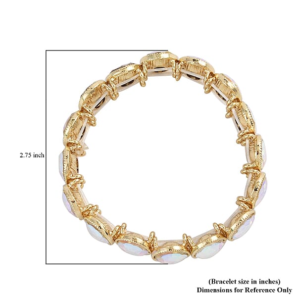White Aurora Borealis Glass Tennis Bracelet In Goldtone (6.50-7.0In)