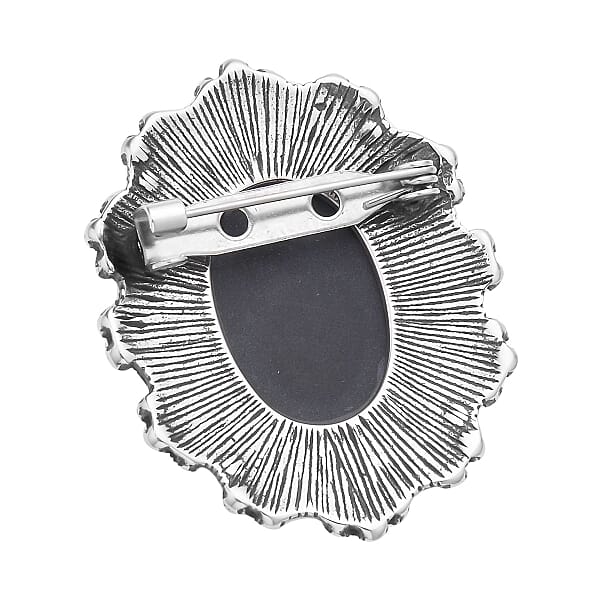 White Austrian Crystal Chroma Brooch In Stainless Steel