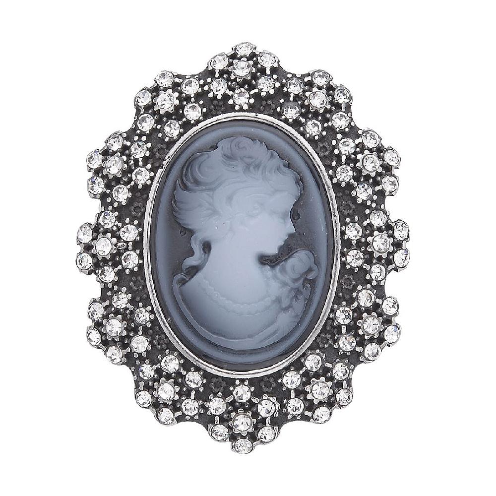 White Austrian Crystal Chroma Brooch in Stainless Steel