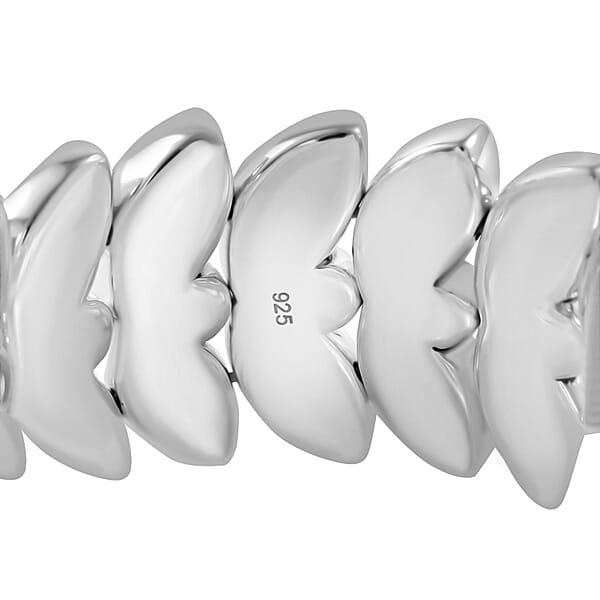 White Austrian Crystal Stretch Bracelet In Sterling Silver (7.25 In)