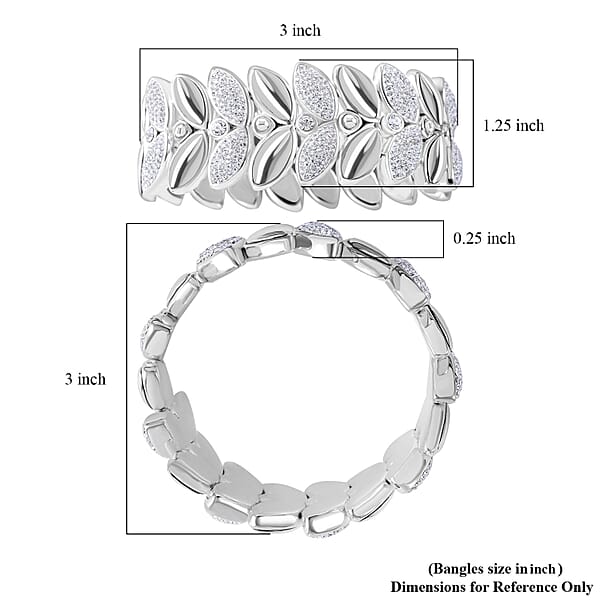 White Austrian Crystal Stretch Bracelet In Sterling Silver (7.25 In)