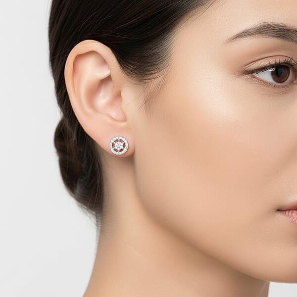 White Diamond 0.10 Ctw Earrings In Rhodium Over Sterling Silver