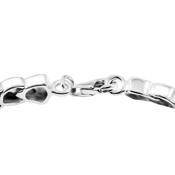 White Diamond 0.25 Ctw Heart Station Bracelet In Rhodium Over Sterling Silver (7.50 In)