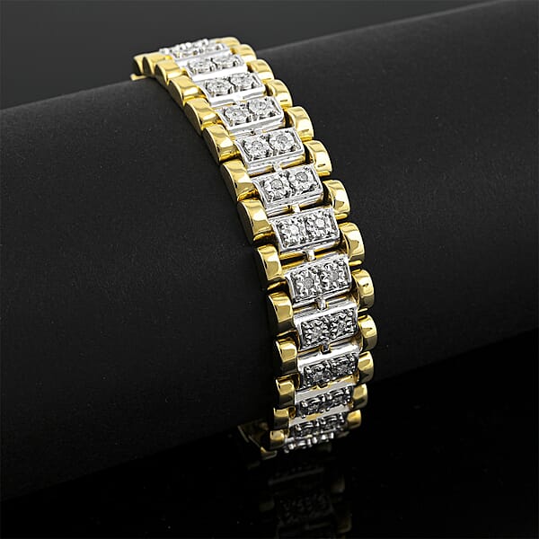 White Diamond 1.00 Ctw Bracelet In 14K YG Over And Sterling Silver (8.50 In)