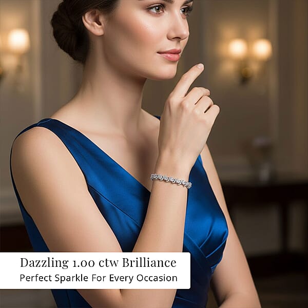 White Diamond 1.00 Ctw Bracelet In Sterling Silver (7.25 In)
