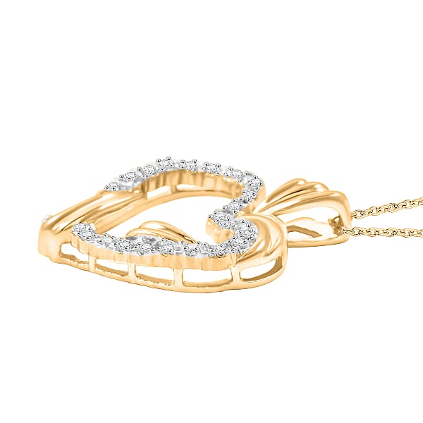 White Diamond Heart Pendant Necklace In 14K YG Over Sterling Silver 0.20 Ctw (18 Inches)