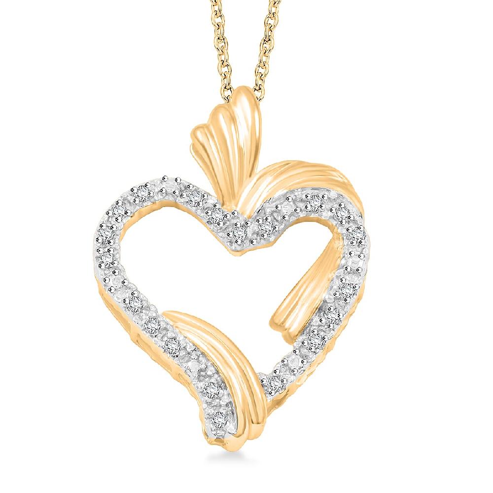 White Diamond Heart Pendant Necklace in 14K YG Over Sterling Silver 0.20 ctw (18 Inches)