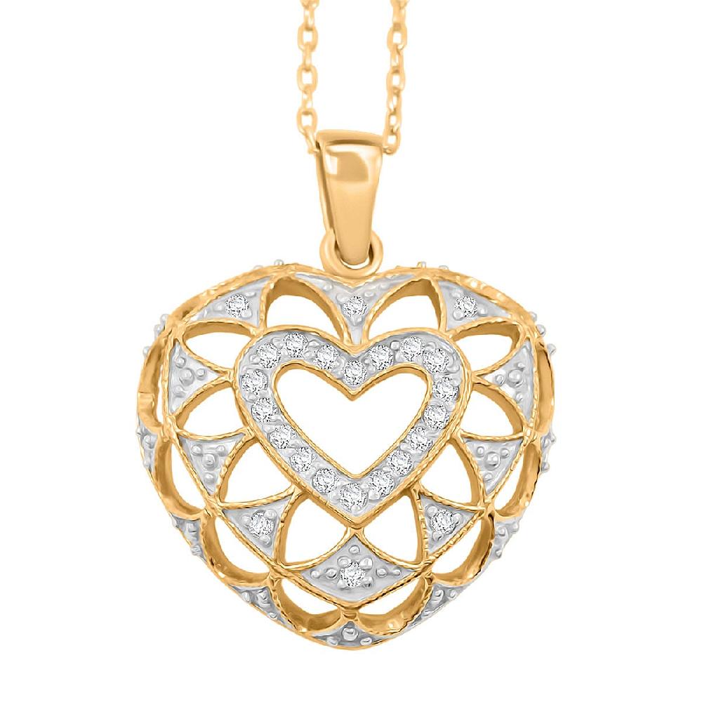White Diamond Infinity Heart Pendant Necklace in 14K YG Over Sterling Silver 0.20 ctw (18 Inches)