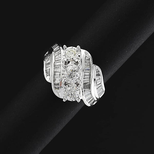 White Diamond Ring In 10K White Gold 2.00 Ctw