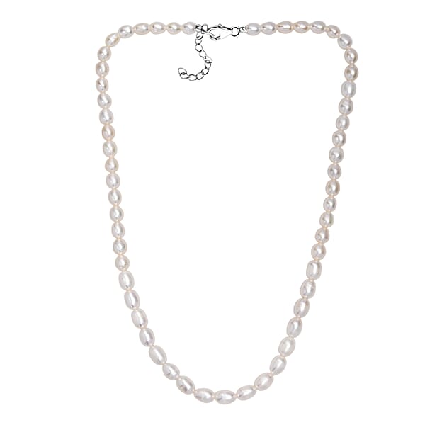 White Freshwater Pearl Cloud Kiss Necklace In Rhodium Over Sterling Silver 18 Inches