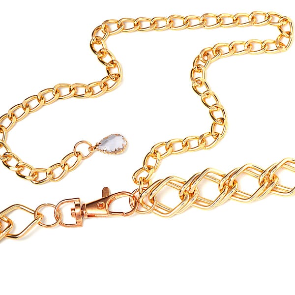 White Glass Necklace In Goldtone 29-45 Inches