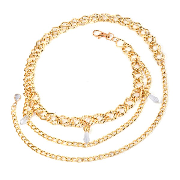 White Glass Necklace In Goldtone 29-45 Inches