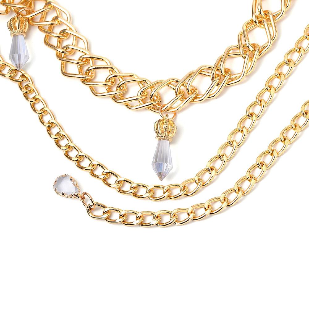 White Glass Necklace in Goldtone 29-45 Inches
