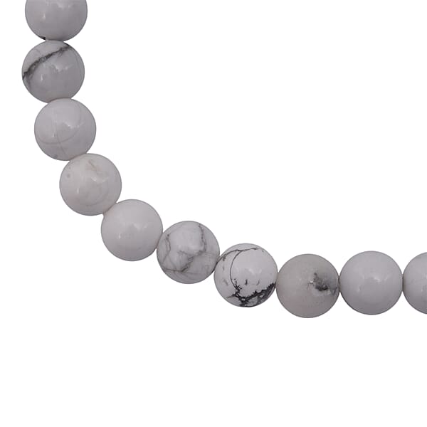 White Howlite Beaded Stretch Bracelet 48.00 Ctw